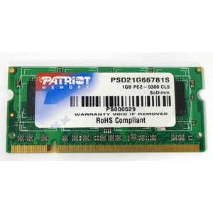 PATRIOT 増設用メモリ DDR2[SO-DIMM DDR2 /1GB /1枚] DDR2 SO-DIMM 1GB PSD21G66781S [SO-DIMM DDR2 /1GB /1枚]
