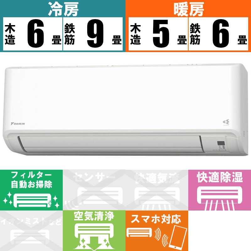 ダイキン　DAIKIN ダイキン　DAIKIN エアコン Fシリｰズ おもに6畳用 AN22YFS-W ホワイト AN22YFS-W ホワイト