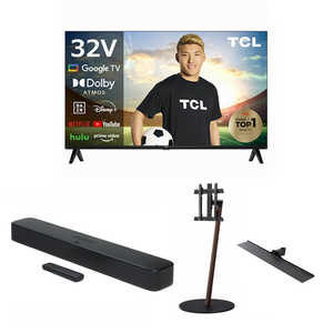   テレビシアターセット 4点(32V型液晶テレビ＋サウンドバー＋テレビスタンド＋棚板)［Bluetooth対応/フルハイビジョン/YouTube対応］ 