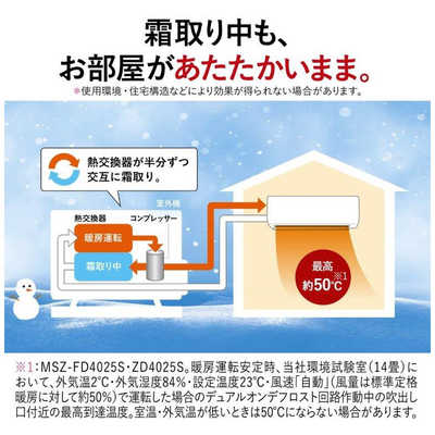 三菱 MITSUBISHI エアコン ズバ暖 霧ヶ峰 ZDシリーズ おもに14畳用 MSZ