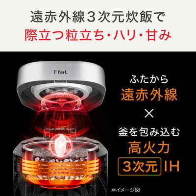 T-fal 炊飯器 5.5合 ザ・ライス 遠赤外線3DIH シルバー RK890EJP