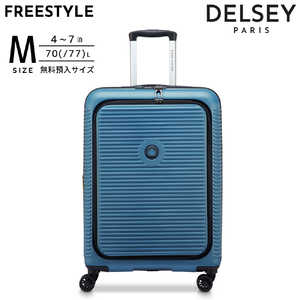 DELSEY FREESTYLE 66 拡張機能付きスーツケース フロントオープン 無料預け入れ Mサイズ フリースタイル ［TSAロック搭載］ ブルー 385981002