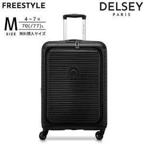 DELSEY FREESTYLE 66 拡張機能付きスーツケース フロントオープン 無料預け入れ Mサイズ フリースタイル ［TSAロック搭載］ ブラック 385981000