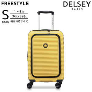 DELSEY FREESTYLE 55 拡張機能付きスーツケース フロントオープン 機内持ち込み Sサイズ フリースタイル ［TSAロック搭載］ イエロー 385980105