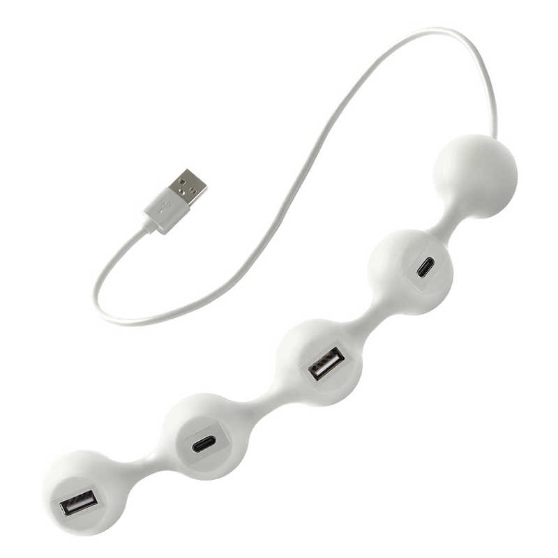 LEXON LEXON USB-A → USB-C+USB-A 変換ハブ PEAS HUB2 ホワイト [4ポート /USB2.0対応] LD143 LD143