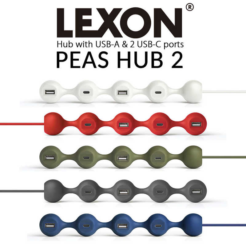 LEXON LEXON USB-A → USB-C+USB-A 変換ハブ PEAS HUB2 ホワイト [4ポート /USB2.0対応] LD143 LD143