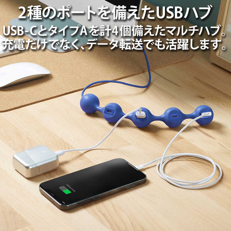 LEXON LEXON USB-A → USB-C+USB-A 変換ハブ PEAS HUB2 ホワイト [4ポート /USB2.0対応] LD143 LD143