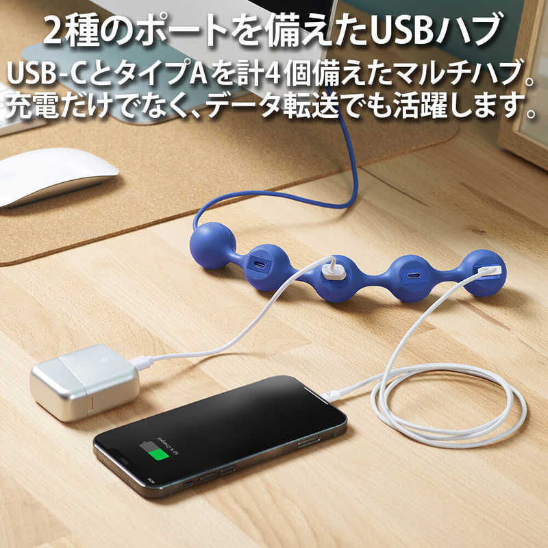 LEXON LEXON USB-A → USB-C+USB-A 変換ハブ PEAS HUB2 ダークグレー [バスパワー /4ポート /USB2.0対応] LD143 LD143