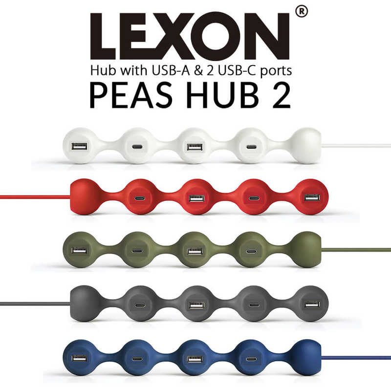 LEXON LEXON USB-A → USB-C+USB-A 変換ハブ PEAS HUB2 ダークレッド [バスパワー /4ポート /USB2.0対応] LD143 LD143