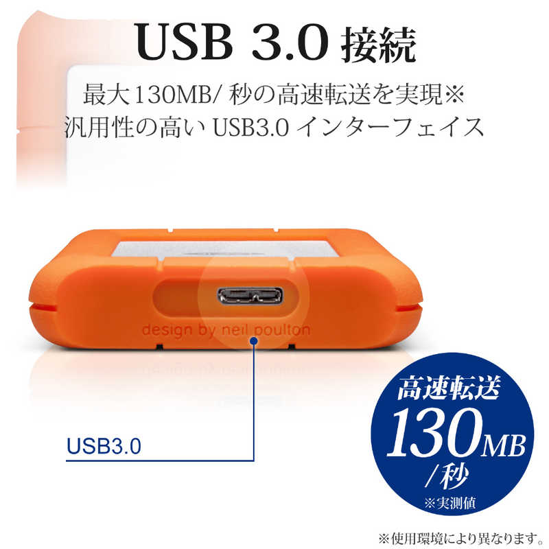 エレコム　ELECOM エレコム　ELECOM LaCie ラシー 外付けHDD USB-C接続 Rugged Mini(Mac/Win) [1TB /ポータブル型] LAC301558 LAC301558