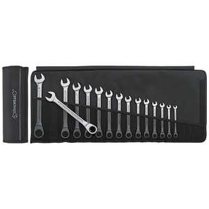 STAHLWILLE 15点組 フラット ラチェットコンビネーションレンチセット ロールアップケース付 17F/15