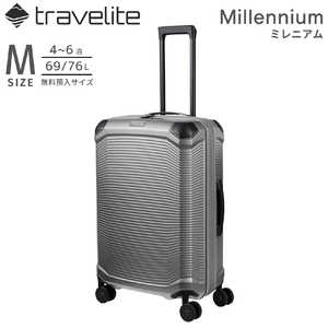 TRAVELITE 軽量スーツケース Mサイズ 無料預け入れみキャリー 拡張機能付き ミレニアム (Millennium) ［TSAロック搭載］ シルバー 7000748-56