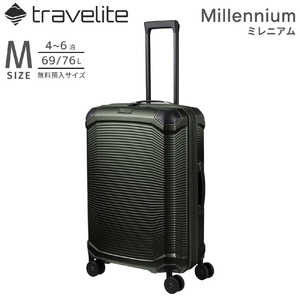 TRAVELITE 軽量スーツケース Mサイズ 無料預け入れみキャリー 拡張機能付き ミレニアム (Millennium) ［TSAロック搭載］ パイングリーン 7000748-82