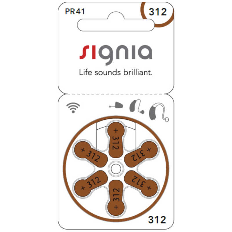 シグニア シグニア 補聴器用電池 空気電池 signia(シグニア) [6本 /PR41(312)] PR41 PR41