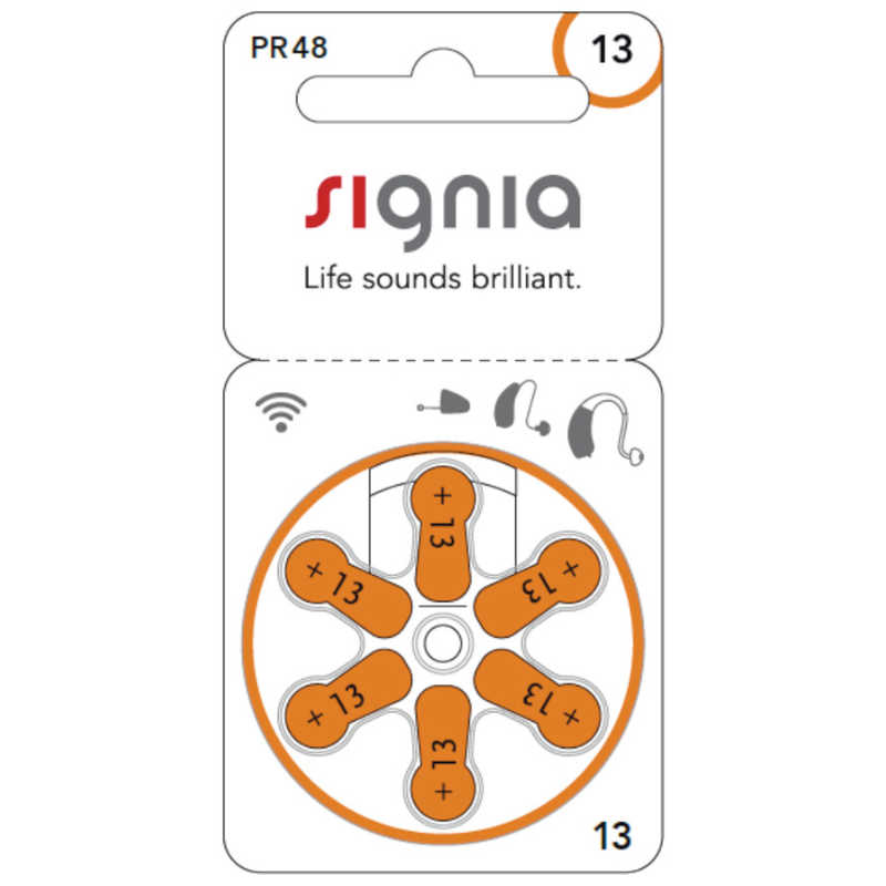 シグニア シグニア 補聴器用電池 空気電池 signia(シグニア) [6本 /PR48(13)] PR48 PR48
