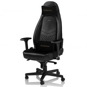  NOBLECHAIRS noblechairs ゲーミングチェア ICON Real Leather 本革（ネックピロー ランバーサポート付） ブラック ブラック NBLICNRLBLASGL