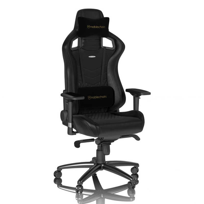 NOBLECHAIRS NOBLECHAIRS ゲーミングチェア EPIC Real Leather 本革（ネックピロー ランバーサポート付） ブラック NBL-RL-BLA-002 NBL-RL-BLA-002