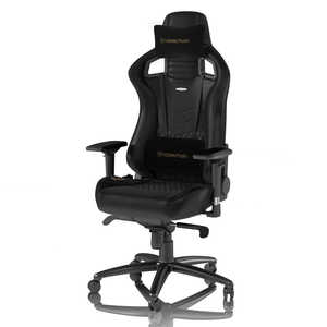 NOBLECHAIRS ゲーミングチェア EPIC Real Leather 本革（ネックピロー ランバーサポート付） ブラック NBL-RL-BLA-002