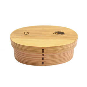 かのりゅう Design 曲げわっぱ弁当箱 M design/ベージュ 結びハリネズミ SILKDESIGNMAGEM
