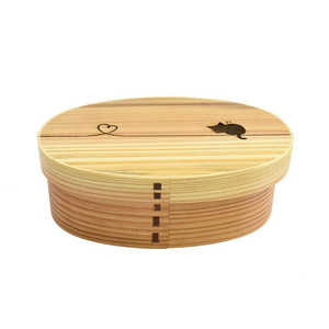 かのりゅう Design 曲げわっぱ弁当箱 L design/ベージュ 結びネコ SILKDESIGNMAGEL かのりゅう Design 曲げわっぱ弁当箱 L design/ベージュ 結びネコ SILKDESIGNMAGEL