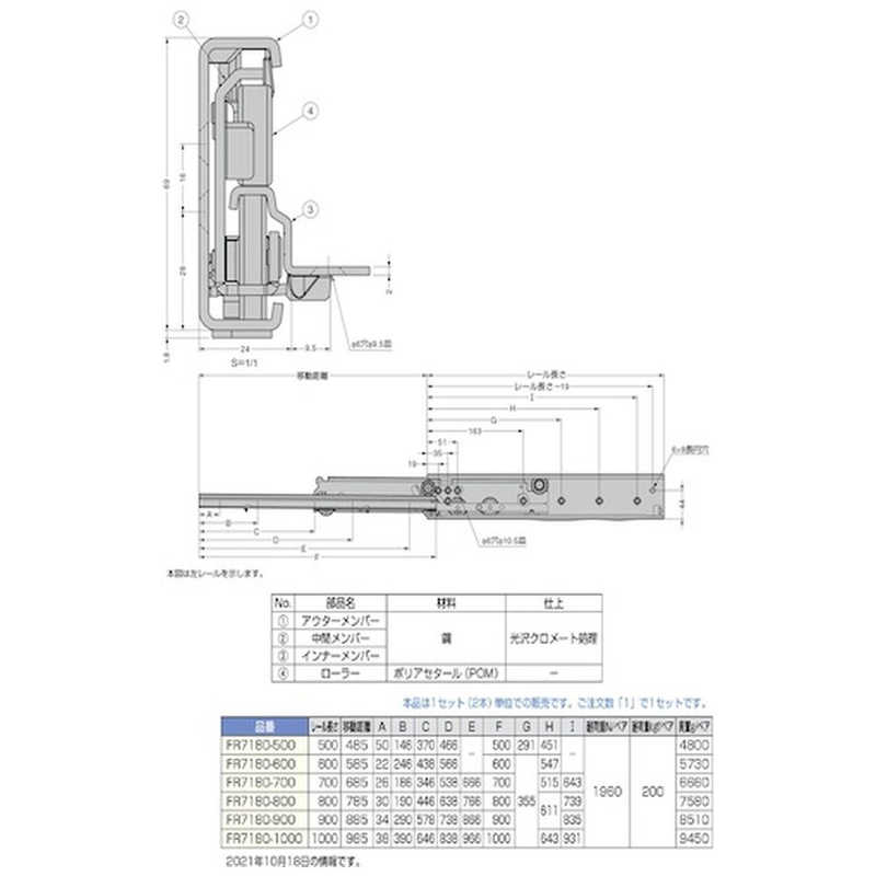 スガツネ工業 スガツネ工業 (190013909)スライドレール FR7180500 FR7180500