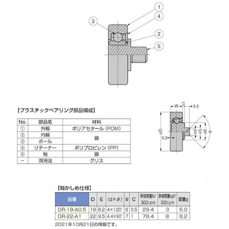 スガツネ工業 スガツネ工業 (210140040)/プラスチックベアリング DR19A0.5 DR19A0.5