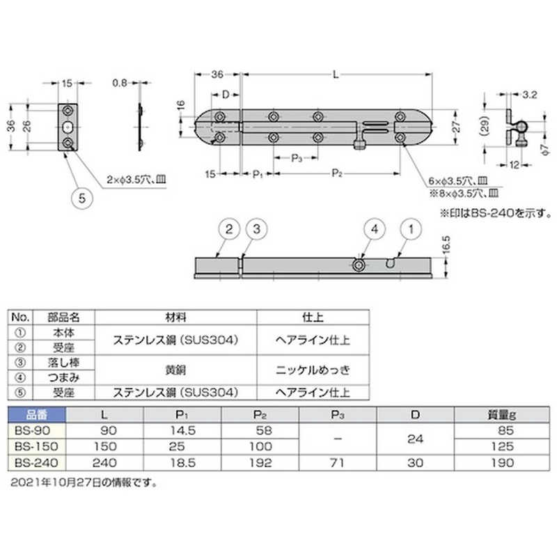 スガツネ工業 スガツネ工業 (140051050)/ステンレス鋼製 丸落し BS90 BS90