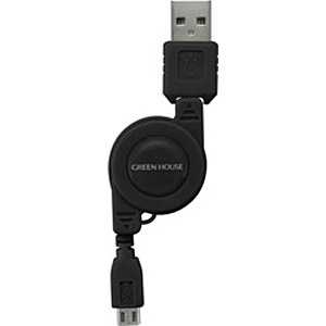 グリーンハウス スマートフォン用「USB microB」USBケーブル 充電(リール12~78cm) GH-UCRMB-BK グリーンハウス スマートフォン用「USB microB」USBケーブル 充電(リール12~78cm) GH-UCRMB-BK