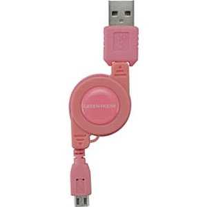 グリーンハウス スマートフォン用｢USB microB｣USBケーブル 充電(リール12~78cm) GH-UCRMB-PK