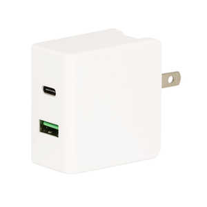 グリーンハウス AC-USBアダプタ 2P USBCケーブル1m 18W出力対応 ホワイト［USB Power Delivery対応 /2ポート] GH-ACU2PA-WH ホワイト