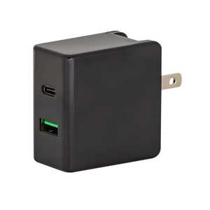 グリーンハウス AC-USBアダプタ 2P USBCケーブル1m 18W出力対応 GH-ACU2PA-BK ブラック