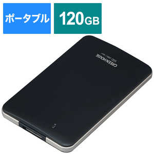 グリーンハウス USB3.1 Gen1対応 小型外付SSD 120GB GH-SSDEXU3B120 ブラック