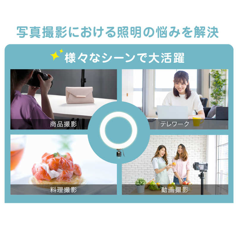 グリーンハウス グリーンハウス LEDリングライト スタンド付属 ブラック GH-CSL80B-BK GH-CSL80B-BK