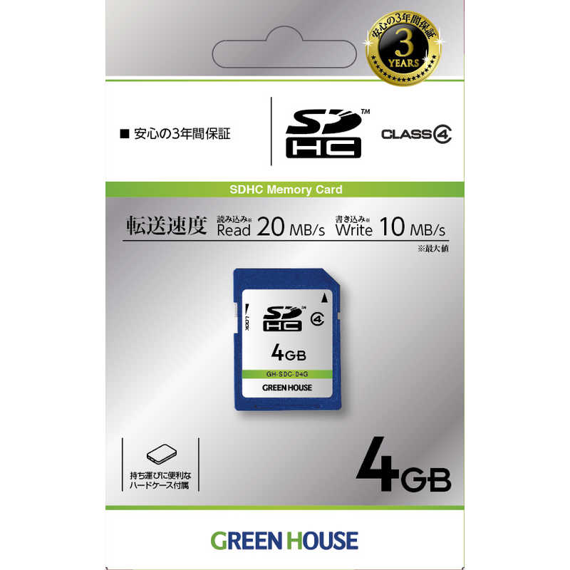 グリーンハウス グリーンハウス SD/SDHCカード (Class4/4GB) GH-SDC-D4G GH-SDC-D4G