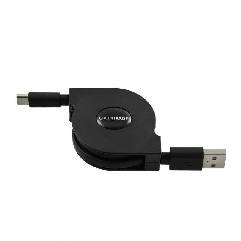 グリーンハウス グリーンハウス USB Type-A - USB Type-C 巻き取りUSB充電ケーブル [1m] GH-UMCA15-BK GH-UMCA15-BK