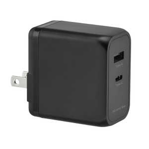 グリーンハウス USBAC充電器 2ポート 65W ブラック ［2ポート /USB Power Delivery対応 /GaN(窒化ガリウム) 採用］ GH-ACU2GD-BK