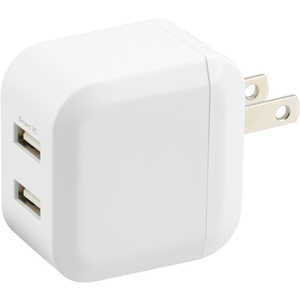 グリーンハウス AC-USB アダプタ 2ポート ホワイト ［2ポート /Smart IC対応］ GH-ACU2H-WH
