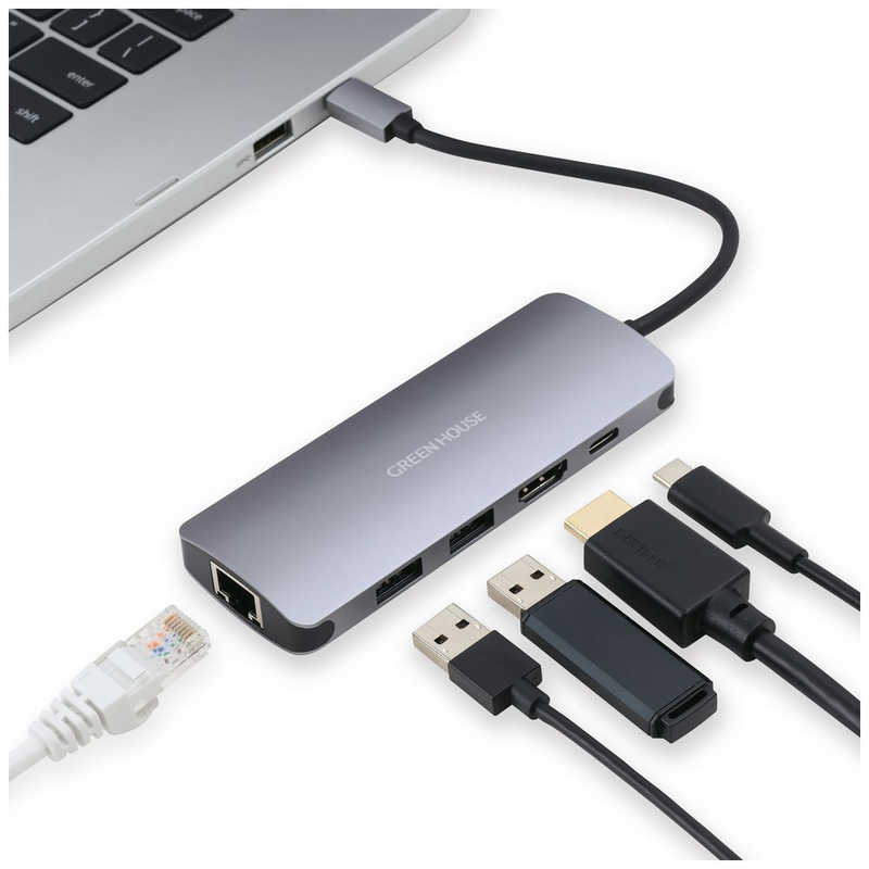 グリーンハウス グリーンハウス USB TypeCドッキングステーション 有線LANポート  ［USB Power Delivery対応］ GH-MHC5A-SV GH-MHC5A-SV
