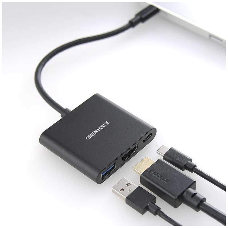 グリーンハウス グリーンハウス USB3.2 Gen1 ドッキングステーション 3in1 ブラック ［USB Power Delivery対応］ GH-MHC3A-BK GH-MHC3A-BK