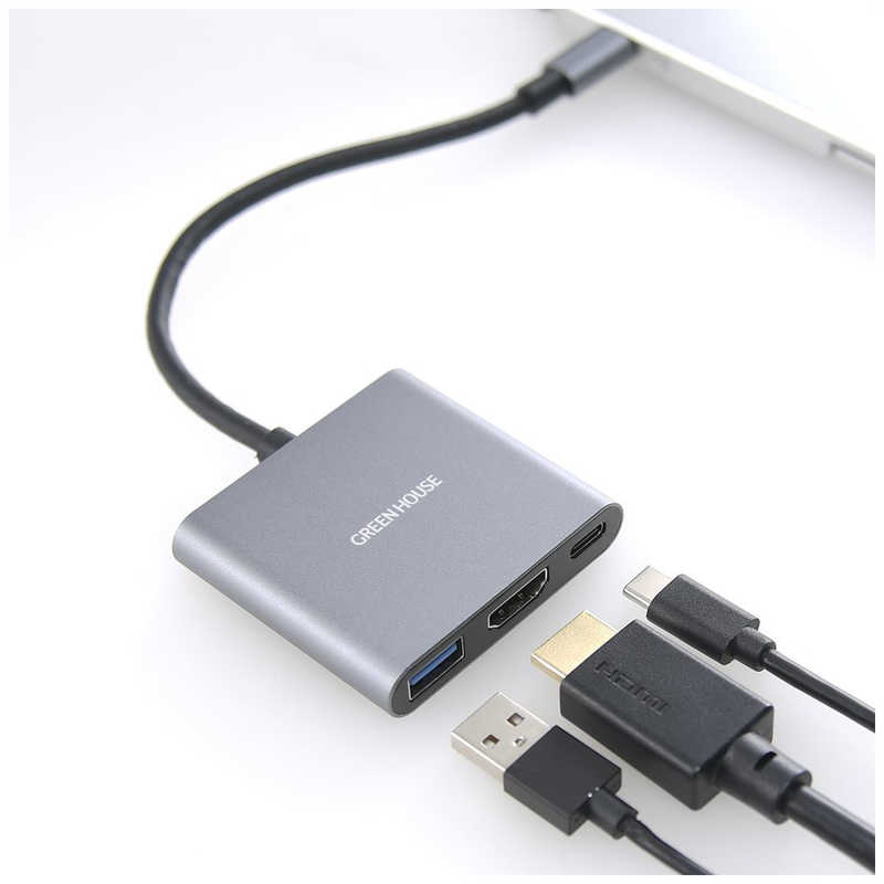 グリーンハウス グリーンハウス USB3.2 Gen1 ドッキングステーション 3in1 ブラック ［USB Power Delivery対応］ GH-MHC3A-SV GH-MHC3A-SV