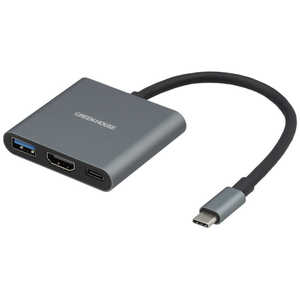 グリーンハウス USB3.2 Gen1 ドッキングステーション 3in1 ブラック ［USB Power Delivery対応］ GH-MHC3A-SV