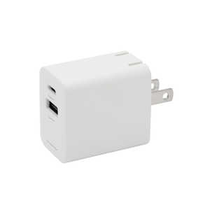 グリーンハウス AC-USBアダプタ Type-A＆C PD20W ホワイト ［2ポート /USB Power Delivery対応］ GH-JD2PA-WH