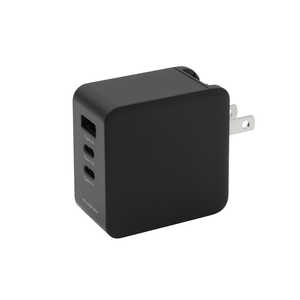 ꡼ϥ AC-USBץ Type-A1C2 GaN65W֥å 3ݡ /USB Power Deliveryб /GaN(ⲽꥦ) ѡ GH-JD3GA-BK
