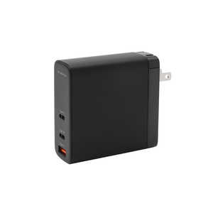 グリーンハウス AC-USBアダプタ Type-A1＆C2 GaN140Wブラック ［3ポート /USB Power Delivery対応 /GaN(窒化ガリウム) 採用］ GH-JD3GB-BK