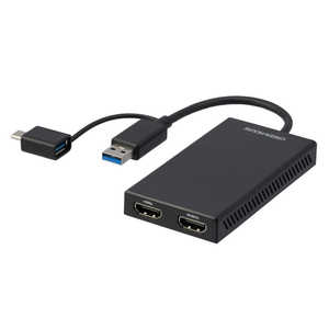 グリーンハウス 映像変換アダプタ ［USB-C＋USB-A オス→メス HDMIx2］ 4K対応(Mac/Windows11対応) ブラック GHTCHDDBK