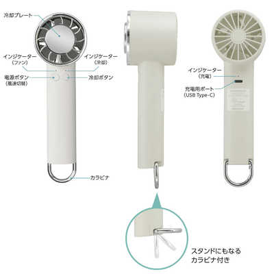 グリーンハウス ペルチェハンディファン 冷却プレート搭載 カラビナ