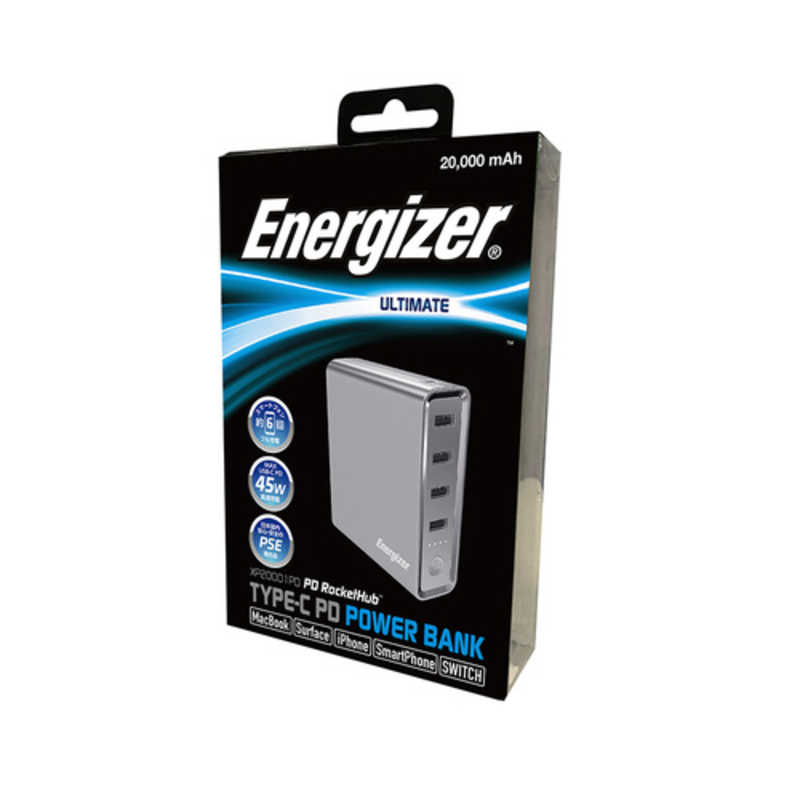 ENERGIZER ENERGIZER Energizer XP20001PD TYPE-C POWER BANK 20000mAh 大容量 高性能 バッテリー･ハブ ERG-BY-000001c ERG-BY-000001c