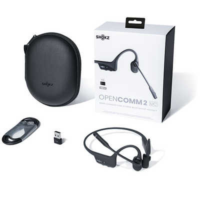Shokz OpenComm2 UC 骨伝導Bluetooth耳掛けイヤホン SHOKZ ブルートゥースイヤホン 耳かけ型 骨伝導 OpenComm2