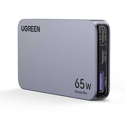UGREEN Nexode Pro 薄型急速充電器 65W 3ポート 海外用変換プラグ付き