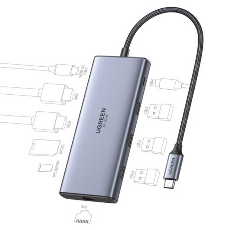 UGREEN UGREEN Revodok Pro 10-in-1 USB-C ハブ 15534 ［USB Power Delivery対応］ グレー UGR-OT-000016 UGR-OT-000016